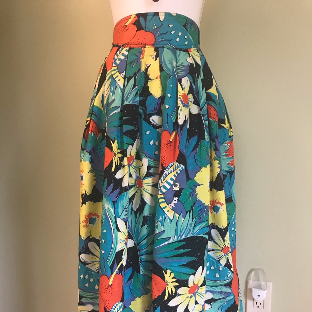 Vintage, made in USA colorful cotton midi skirt